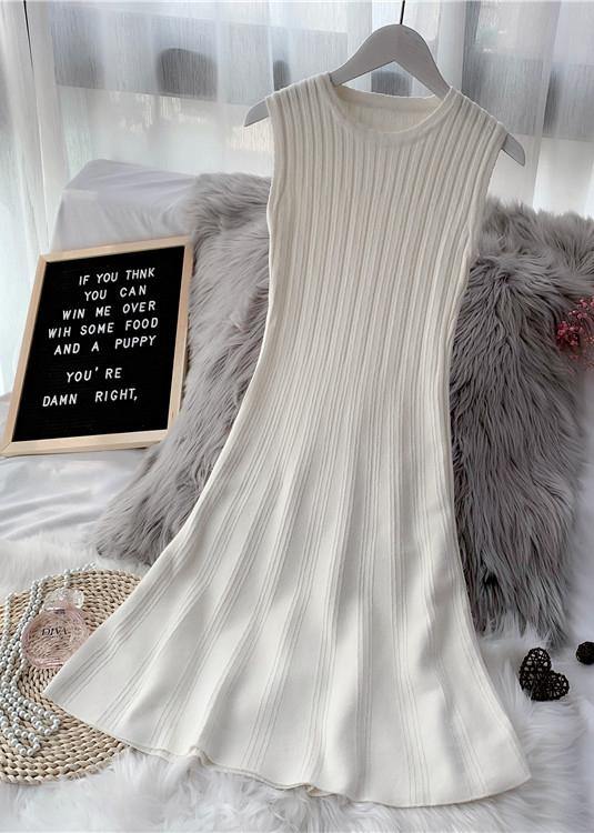 プルオーバー レッド セーター スウェータ―ウェザー DIY風 Oネック ノースリーブ ユニーク 秋 ニットワンピース