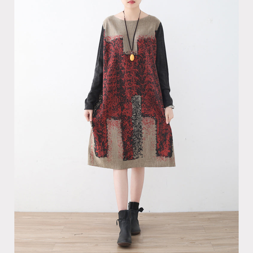 スタイリッシュ カーキ ニットワンピース トレンド 大きいサイズ パッチワーク アシンメトリー セーター